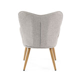 Scandinavian armchair with armrests in gray fabric with stitching - KANAS