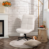 Fauteuil de loisirs réglable en tissu chenille beige pivotant à 360° - CHARLOTTE