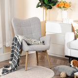 Scandinavian armchair with armrests in gray fabric with stitching - KANAS