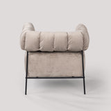 Fauteuil lounge avec accoudoirs en velours côtelé taupe clair - DOMCO