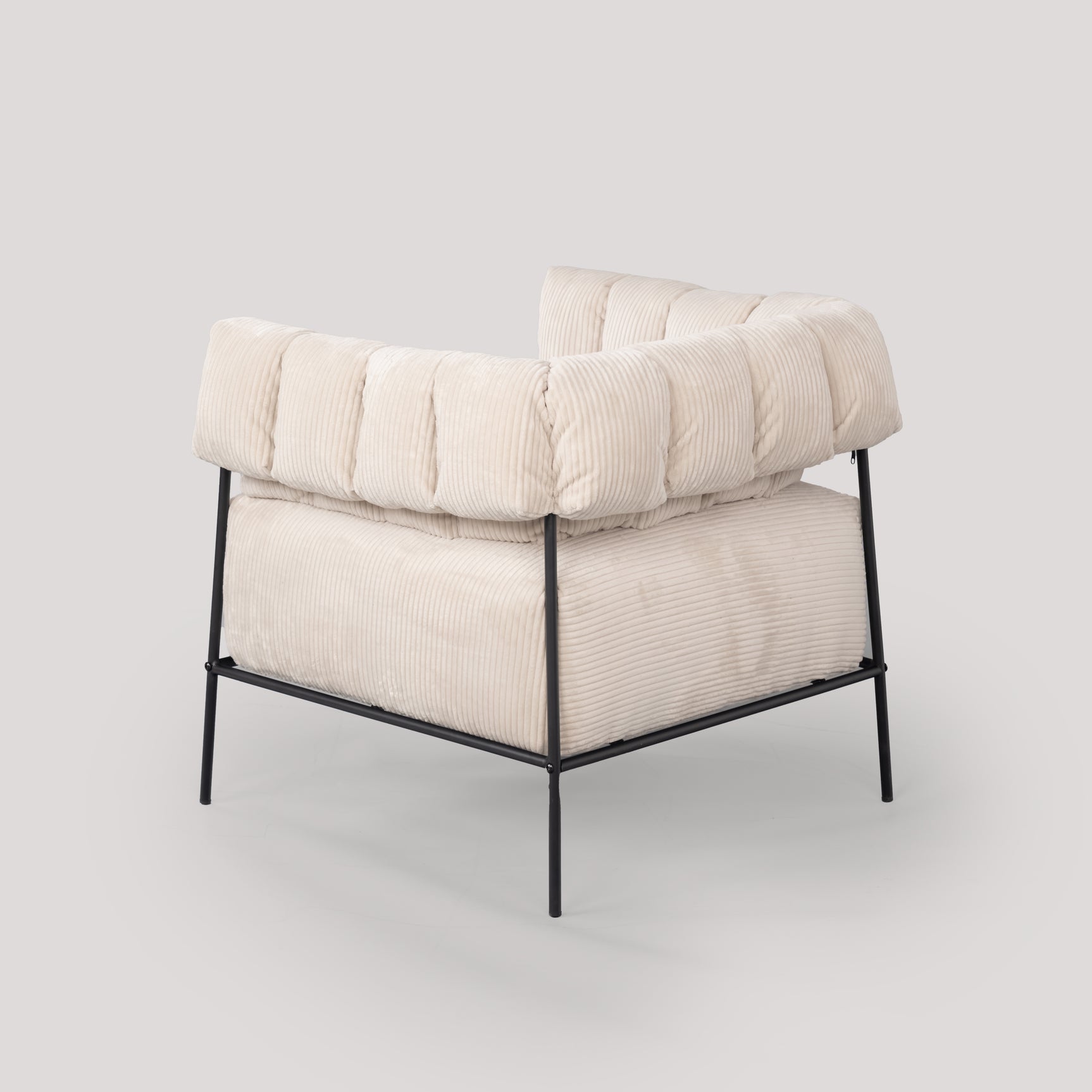 Lounge armchair with armrests in beige corduroy - DOMCO