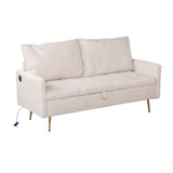 2-seater sofa in beige fabric Scandinavian style - AHBARM