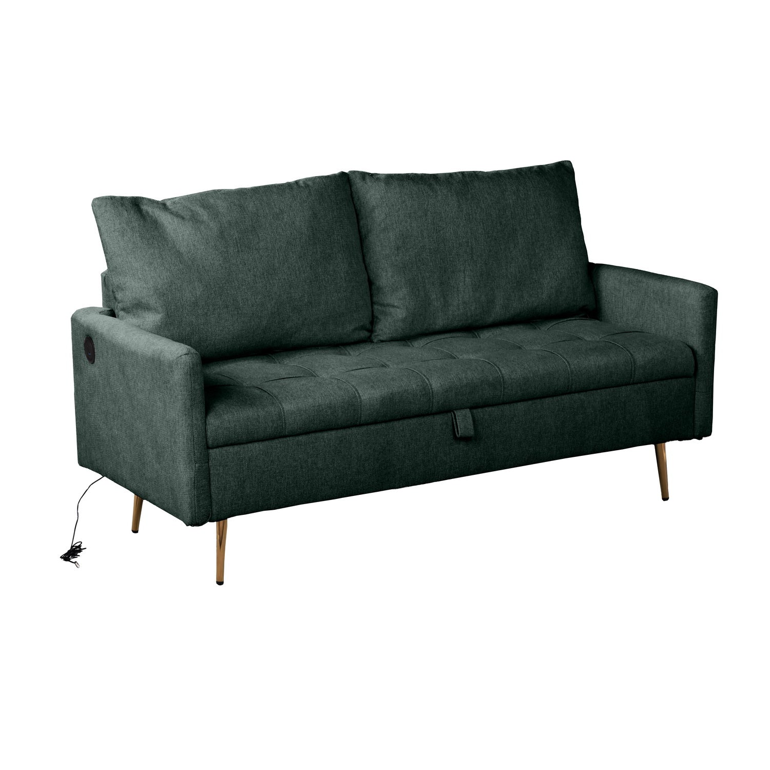 2-seater sofa in green fabric Scandinavian style - AHBARM