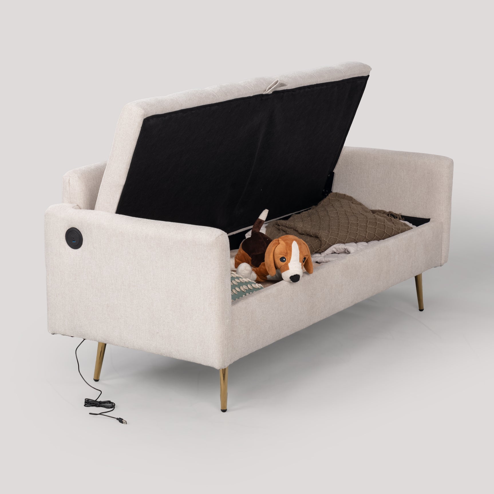 2-seater sofa in beige fabric Scandinavian style - AHBARM