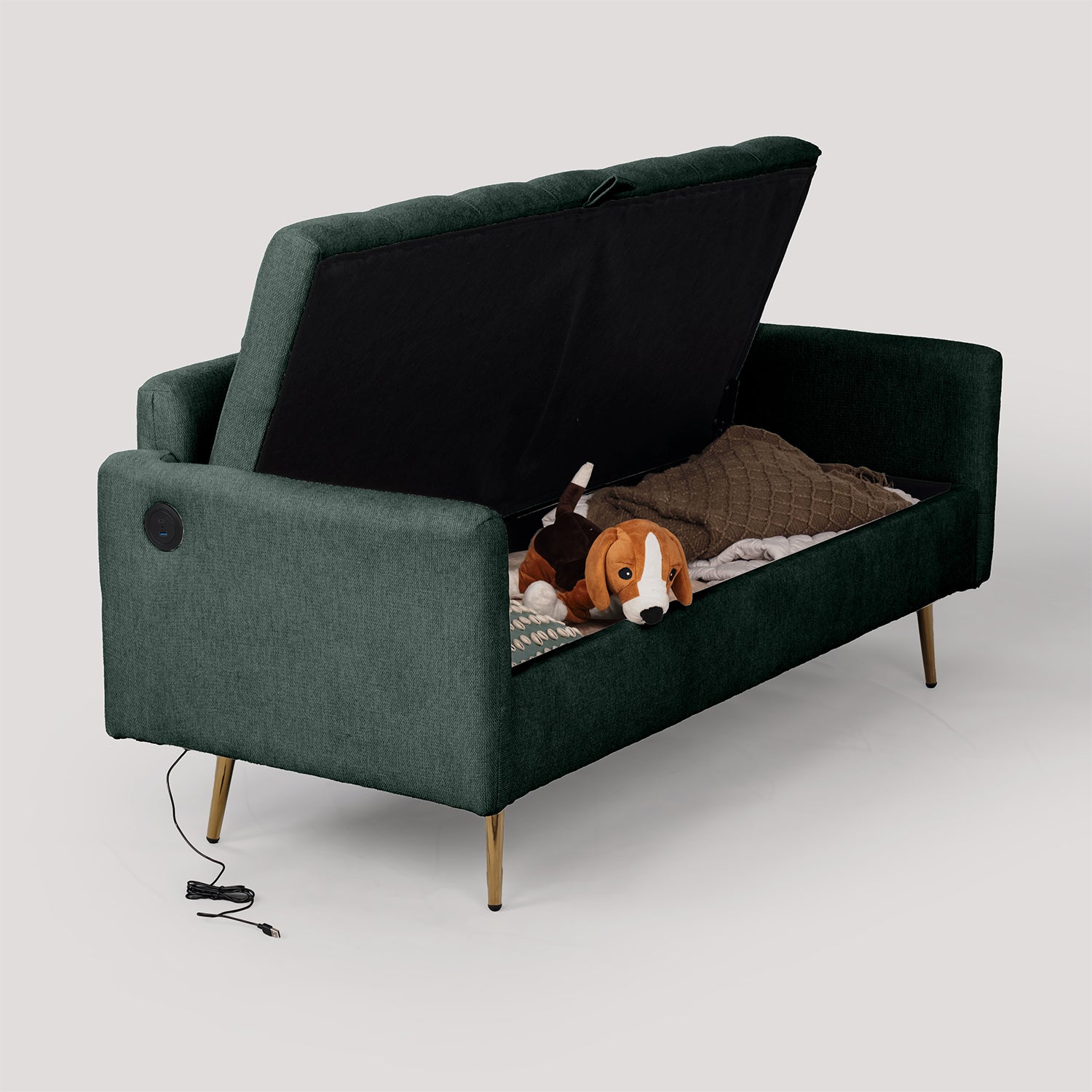 2-seater sofa in green fabric Scandinavian style - AHBARM