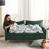 2-seater sofa in green fabric Scandinavian style - AHBARM