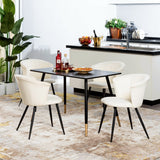 Set di 2 sedie per sala da pranzo scandinave in tessuto spugna finta pelle di pecora, gambe in metallo nero - DONCIC DINING CHAIR CREAM