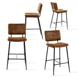 Set of 4 industrial bar stools with suede back - POMONA BAR