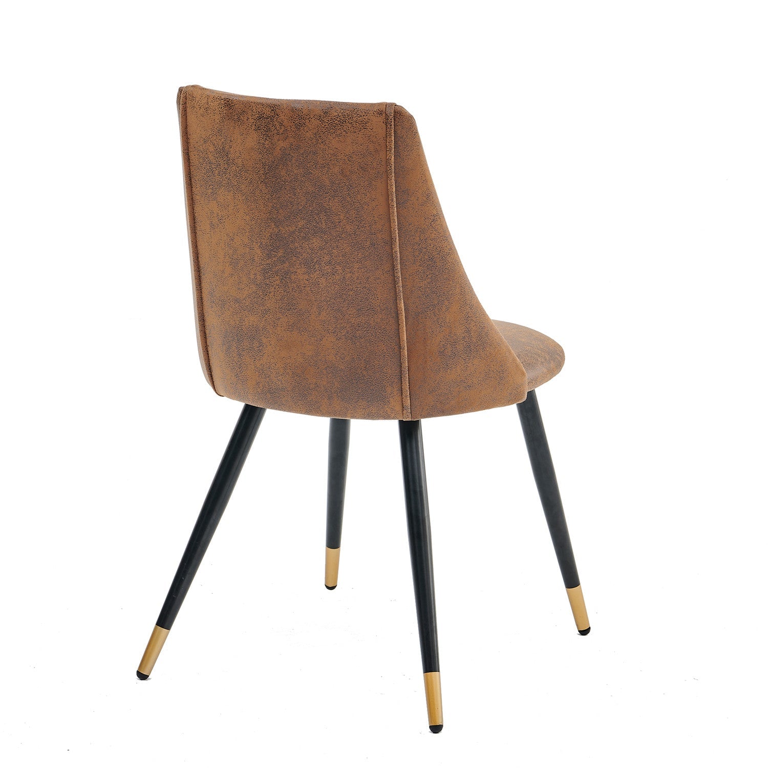 Set of 6 suede dining room chairs, black and gold metal legs, SMEG SUEDE BROWN BG 6PCS