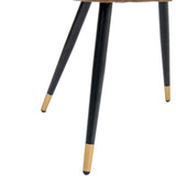 Set of 6 suede dining room chairs, black and gold metal legs, SMEG SUEDE BROWN BG 6PCS