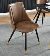 Set of 6 suede dining room chairs, black and gold metal legs, SMEG SUEDE BROWN BG 6PCS