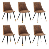 Set of 6 suede dining room chairs, black and gold metal legs, SMEG SUEDE BROWN BG 6PCS