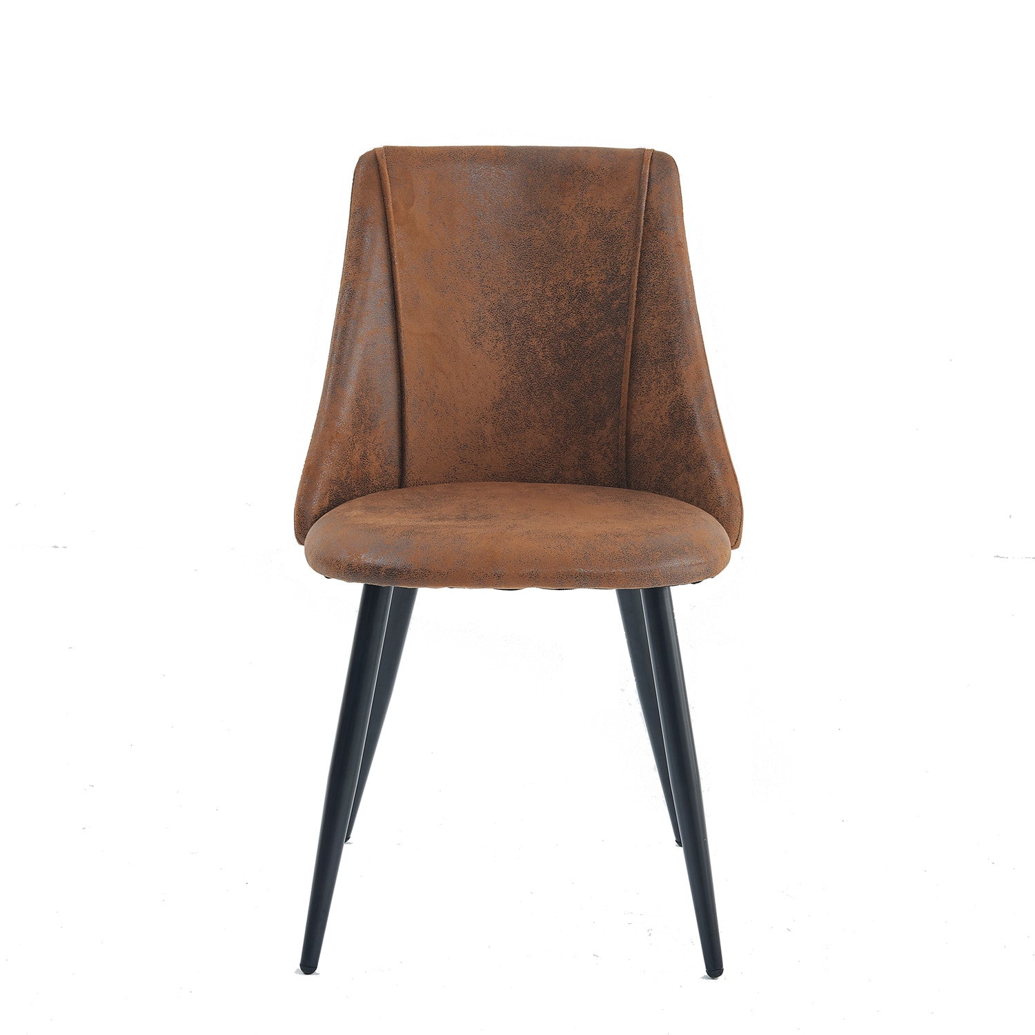 Set of 4 retro dining room chairs, industrial style, in suede fabric, black metal legs - SMEG SUEDE BROWN 4PCS