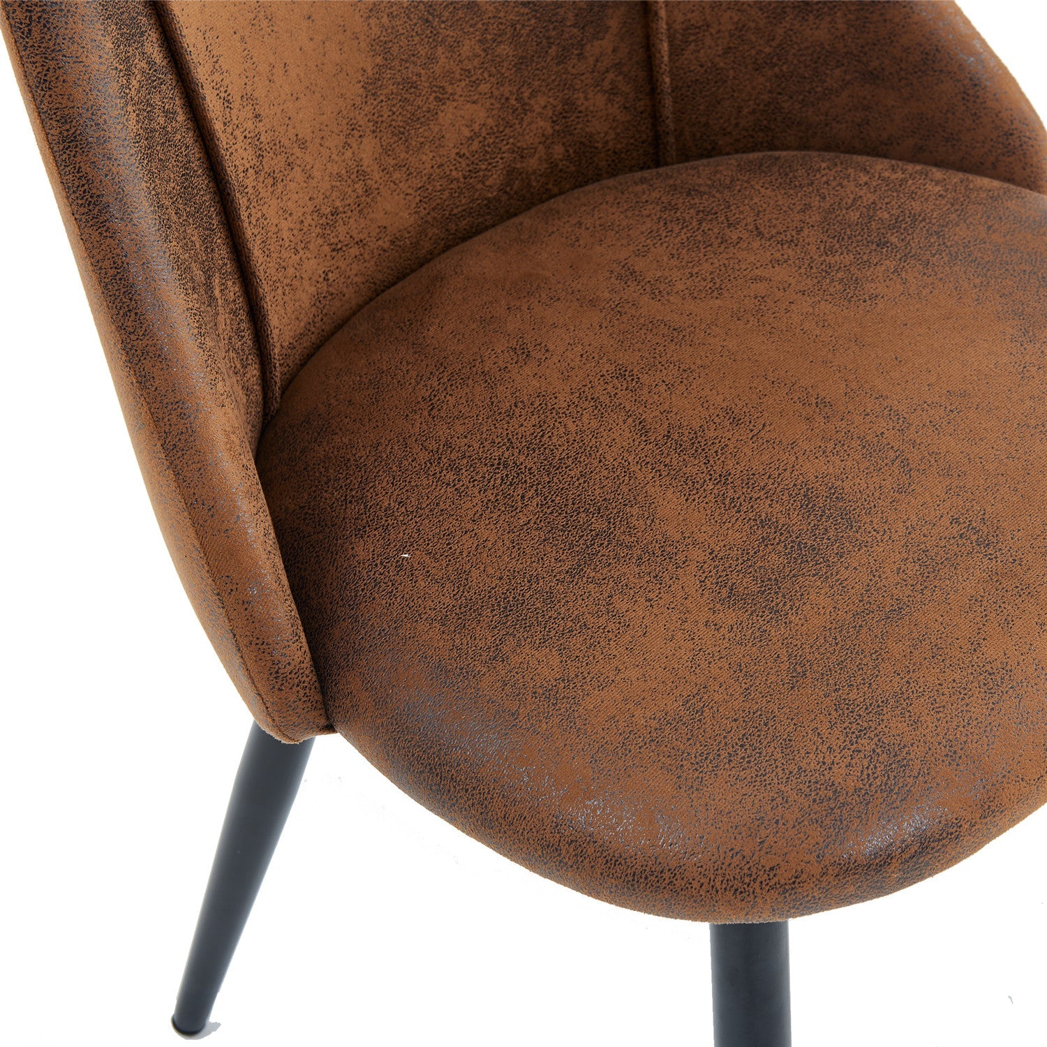 Set of 6 retro dining room chairs, industrial style, in suede fabric, black metal legs - SMEG SUEDE BROWN 6PCS