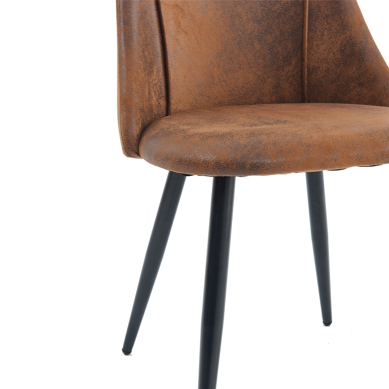 Set of 6 retro dining room chairs, industrial style, in suede fabric, black metal legs - SMEG SUEDE BROWN 6PCS