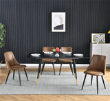 Set di 6 sedie per sala da pranzo retrò, stile industriale, in tessuto scamosciato, gambe in metallo nero - SMEG SUEDE MARRONE 6 PZ