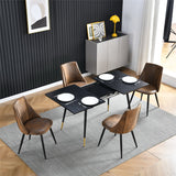 Set di 6 sedie per sala da pranzo retrò, stile industriale, in tessuto scamosciato, gambe in metallo nero - SMEG SUEDE MARRONE 6 PZ