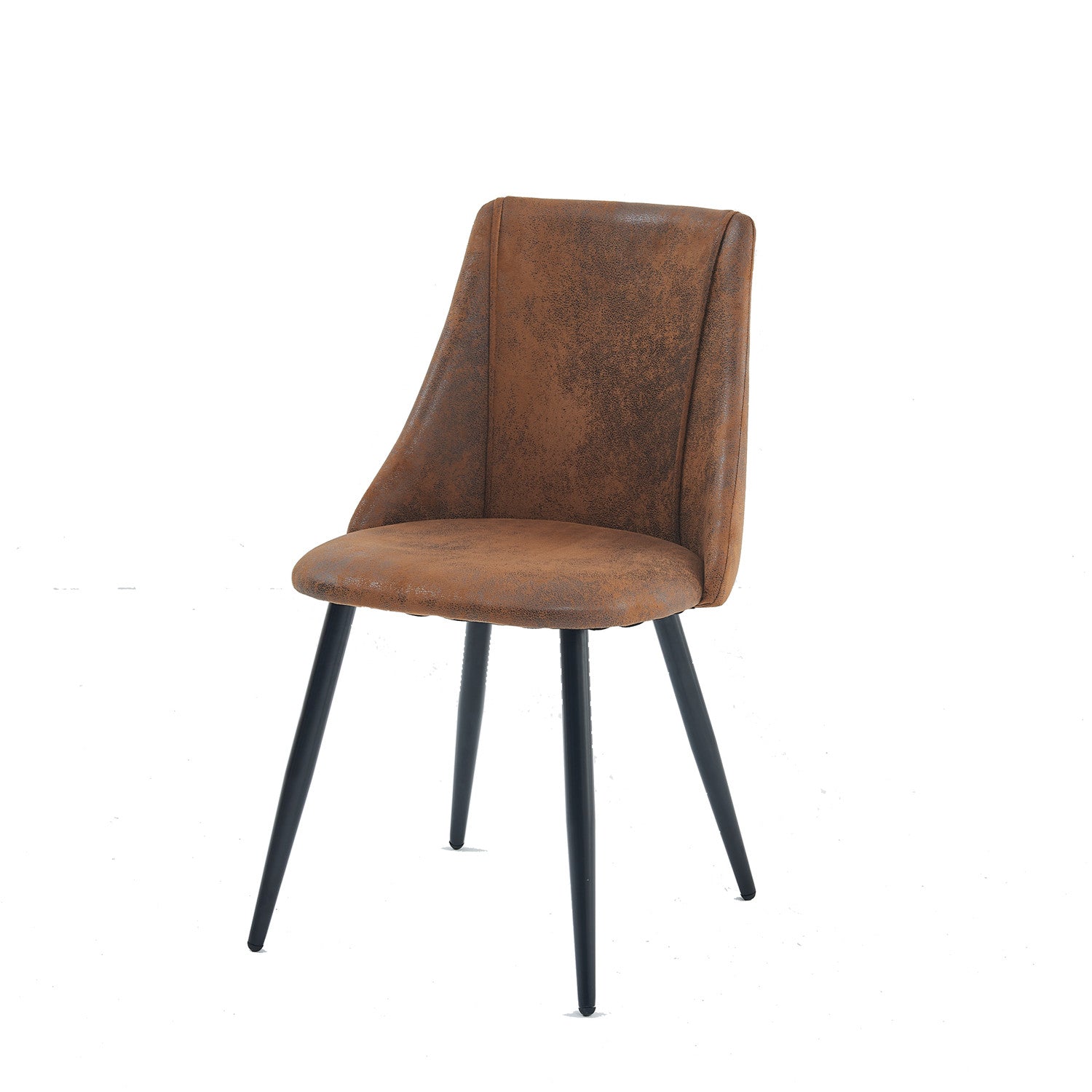 Set of 6 retro dining room chairs, industrial style, in suede fabric, black metal legs - SMEG SUEDE BROWN 6PCS