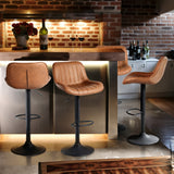 Set aus 2 Retro-Vintage-Industrie-Barhockern mit gepolstertem Wildledersitz – DONCIC BAR CHAIR SUEDE BG