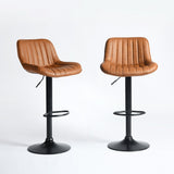 Set of 2 retro vintage industrial bar stools with suede padded seat - DONCIC BAR CHAIR SUEDE BG