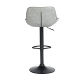 Set of 2 360° Swivel Bar Stools, Height Adjustable, Vintage Gray PU Faux Leather with Back and Footrest, Black Metal Base - TACELS GRAY 2PCS