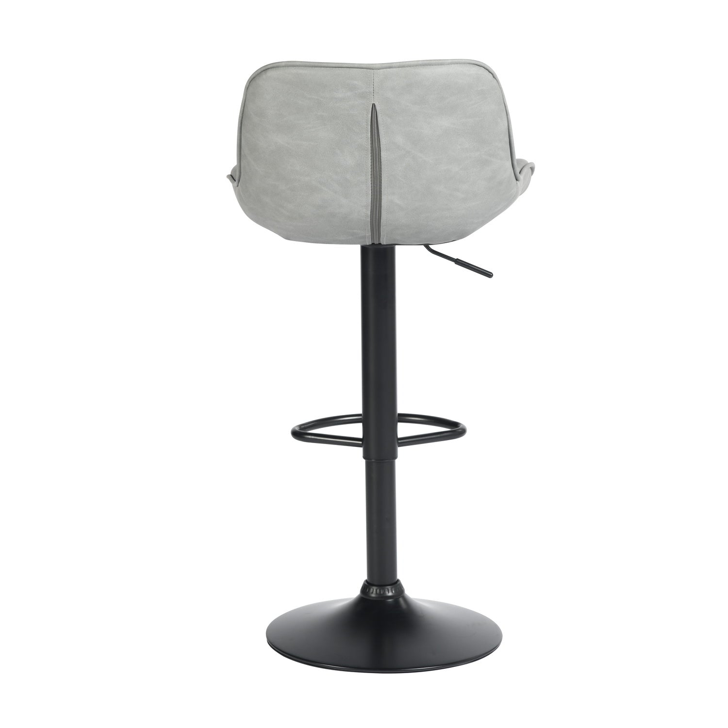 Juego de 4 Taburetes de Bar Giratorios con Altura Ajustable 360°, Cuero Sintético de PU Gris Vintage con Respaldo y Reposapiés, Base de Metal Negro - TACELS GREY 4PCS