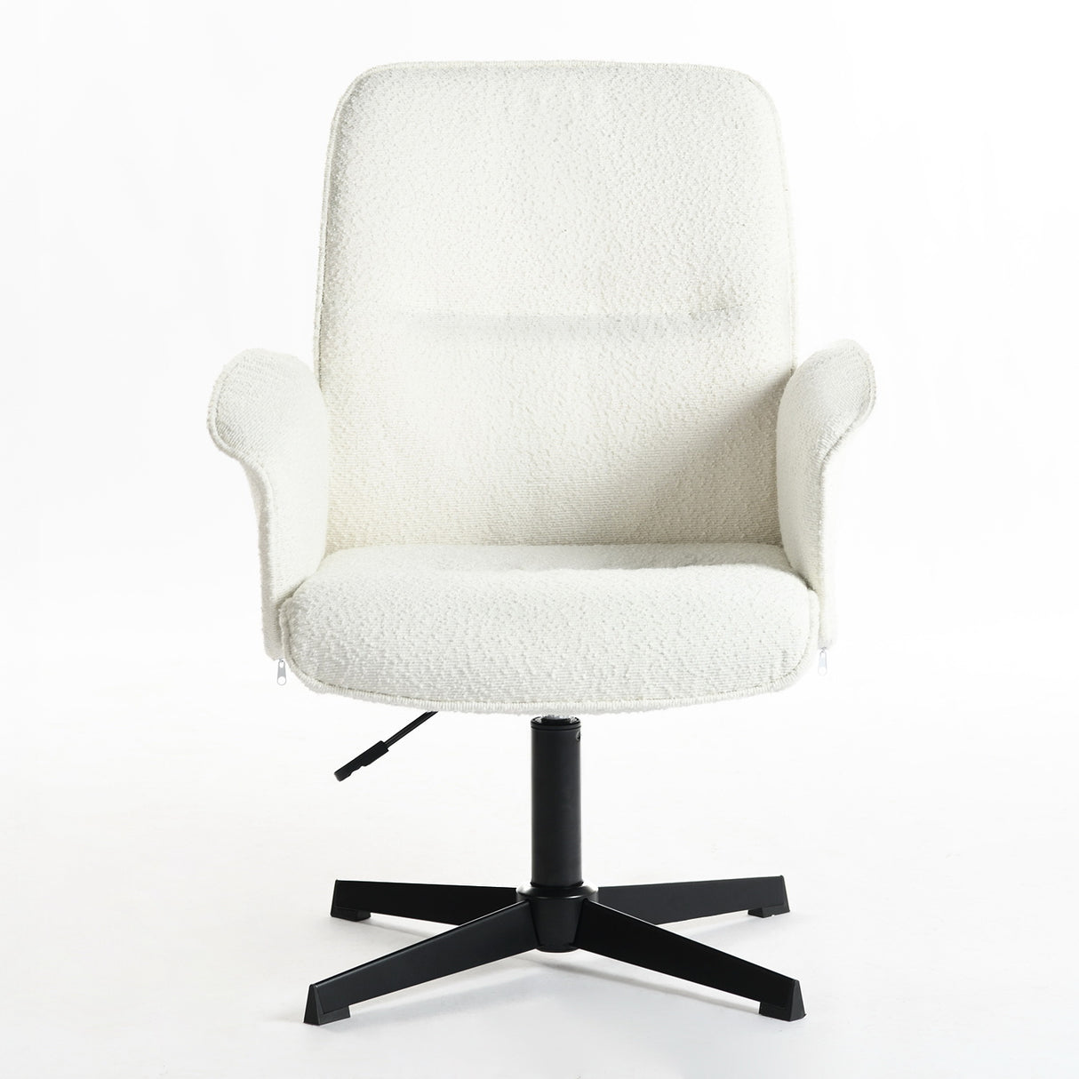 Fauteuil de bureau ergonomique pivotante en tissu bouclette blanc, hauteur réglable - THOMASINA