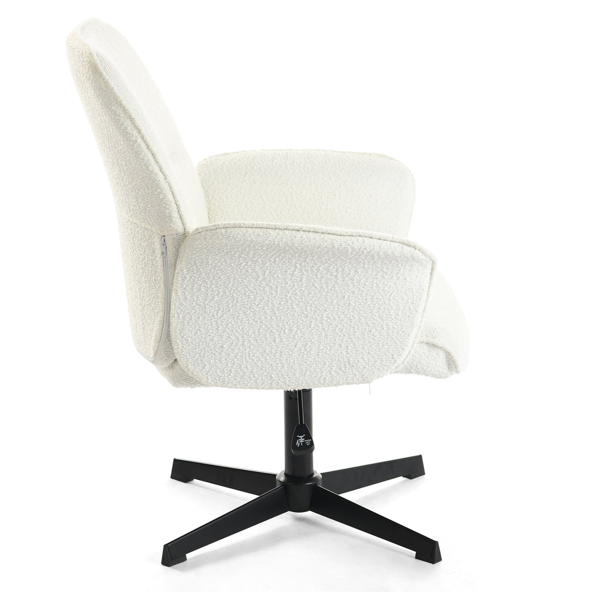 Fauteuil de bureau ergonomique pivotante en tissu bouclette blanc, hauteur réglable - THOMASINA