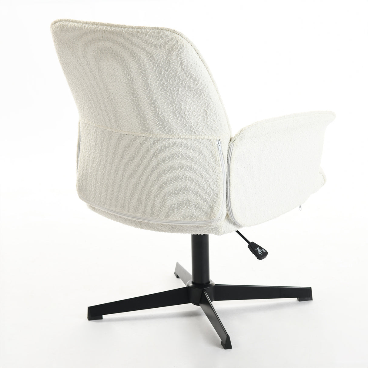 Fauteuil de bureau ergonomique pivotante en tissu bouclette blanc, hauteur réglable - THOMASINA