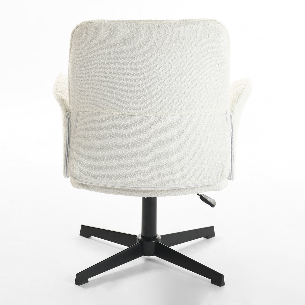 Fauteuil de bureau ergonomique pivotante en tissu bouclette blanc, hauteur réglable - THOMASINA