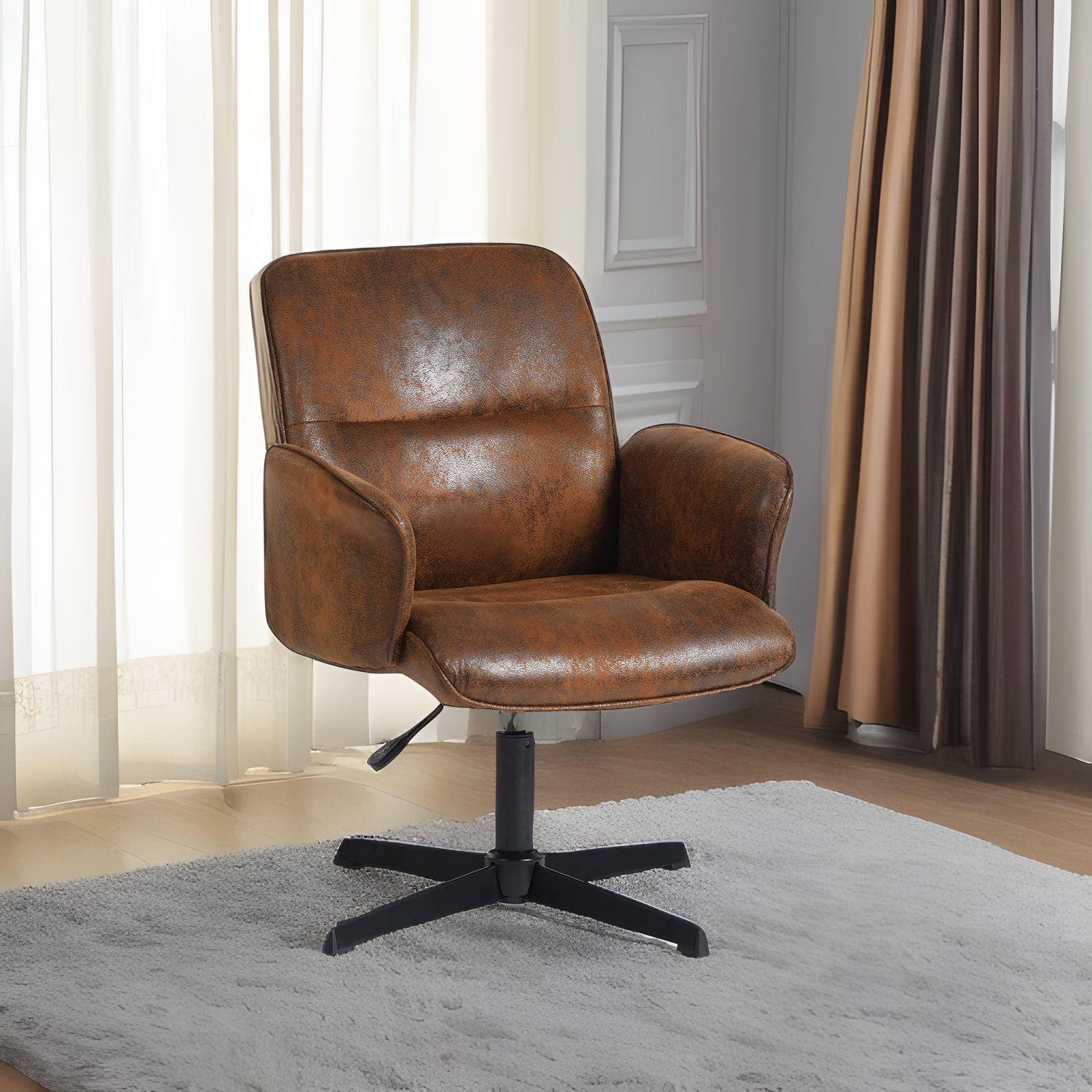 Ergonomic swivel office chair in suede - THOMASINA