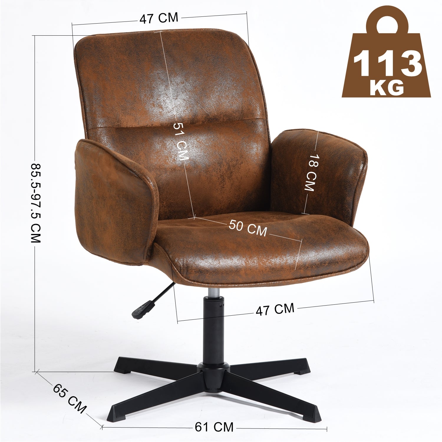 Ergonomic swivel office chair in suede - THOMASINA