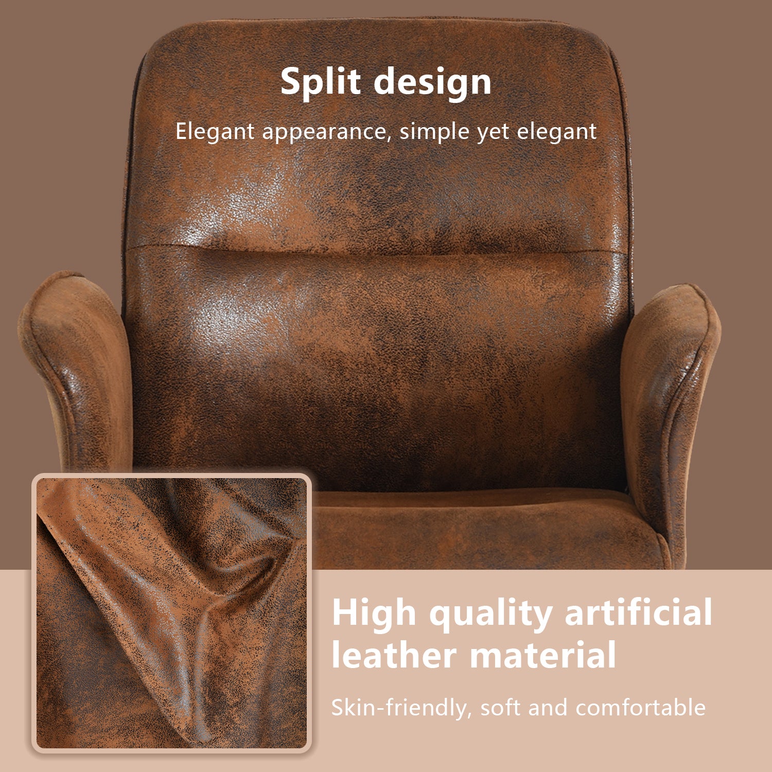 Ergonomic swivel office chair in suede - THOMASINA