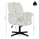 Fauteuil de bureau ergonomique réglable pivotant avec accoudoirs en tissu bouclette blanc - THOMASINA