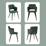 Set of 4 Scandinavian dining room armchairs with green fabric armrests - Akanji