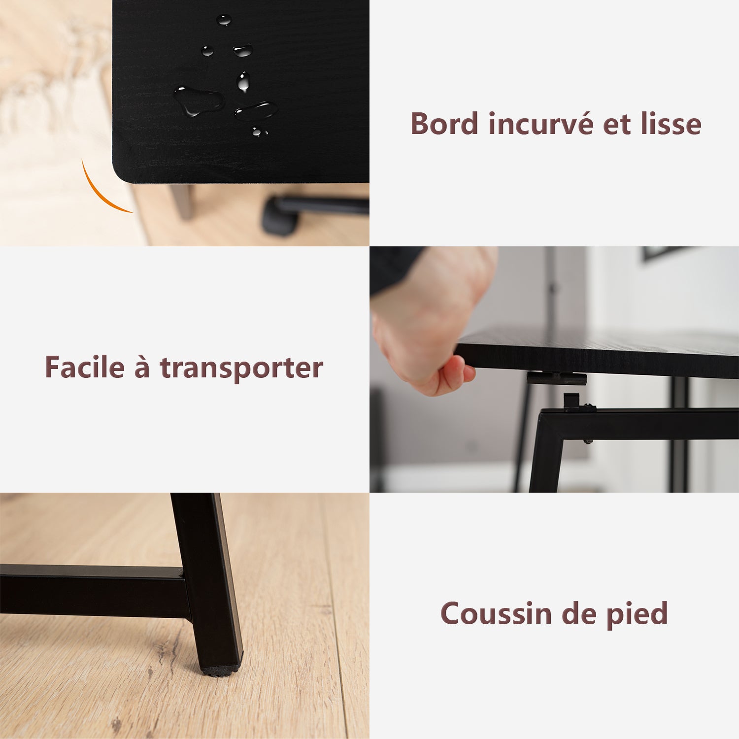 Foldable industrial desktop in wood and black metal - Ascoli