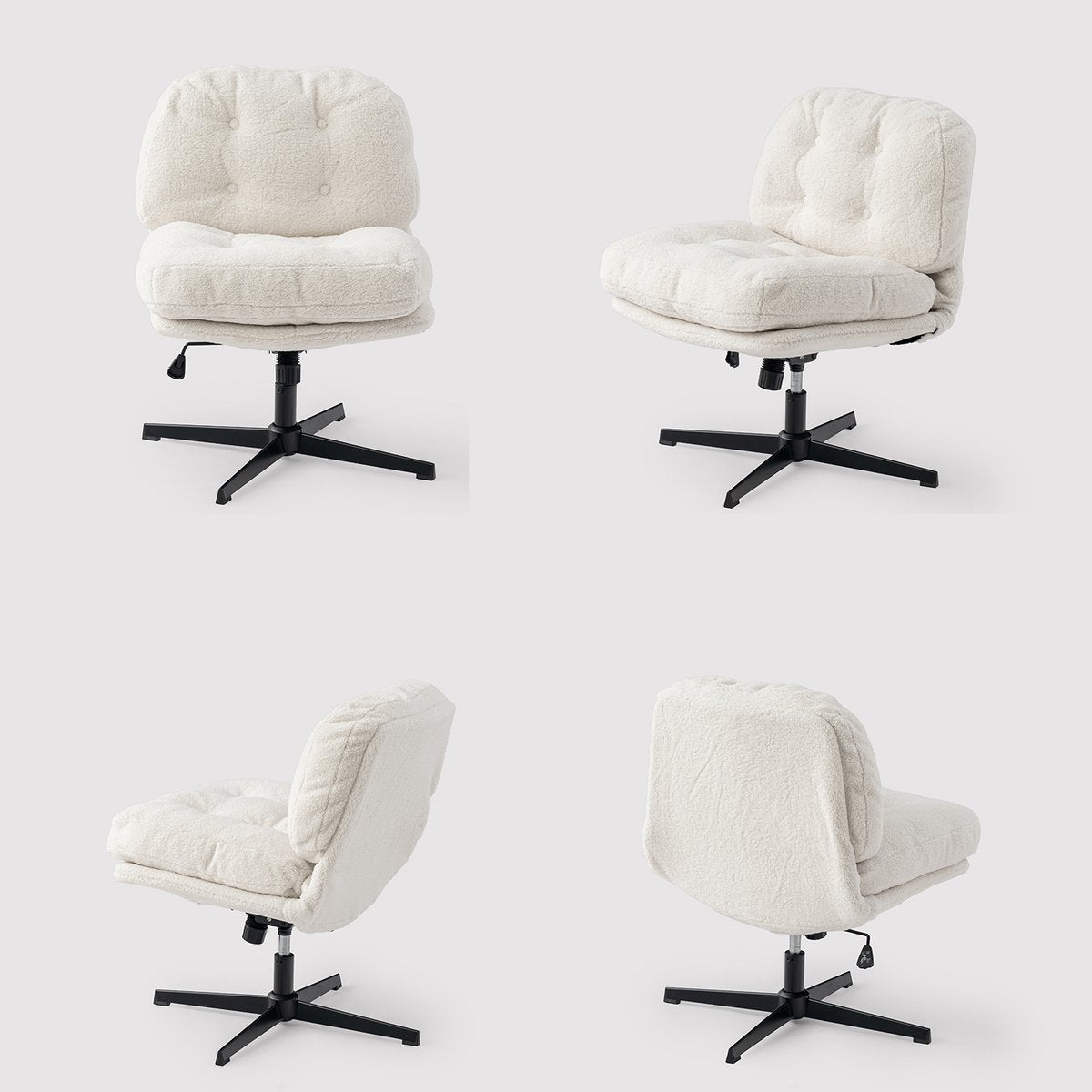 Swivel and adjustable lounge chair in white corduroy - ALINTONEX