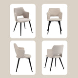 Conjunto de 4 sillones de comedor escandinavo con reposabrazos de tela beige - Akanji