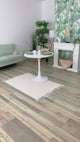 Scandinavian round dining table 2-4 people in wood and white metal - Clift