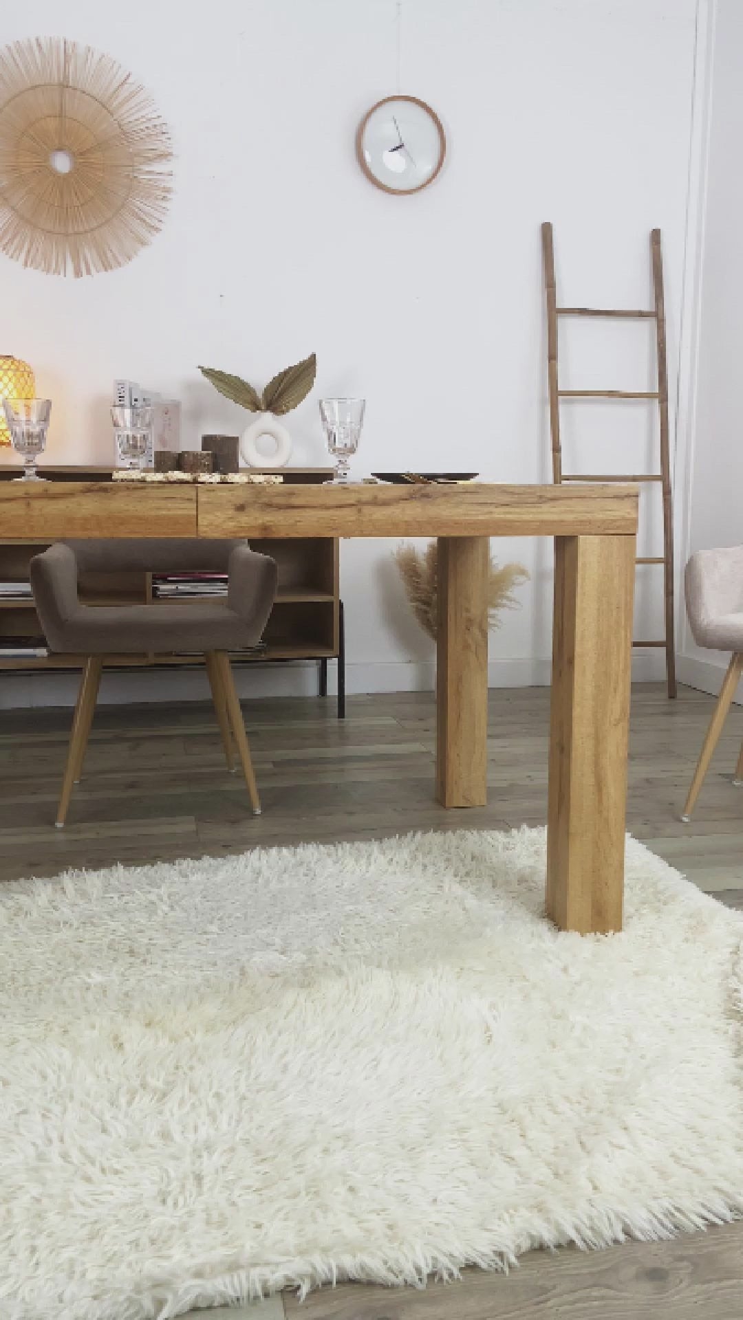 Lot de 4 chaises de salle à manger scandinaves avec accoudoirs en tissu beige - CROMWELL BEIGE