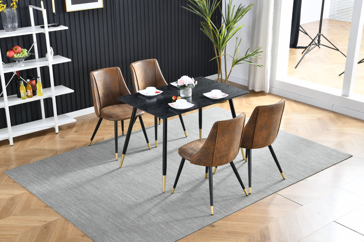 Table de salle à manger rectangulaire rétro pour 4 personnes, style industriel - WHALEN BLACK WOOD TABLE BG