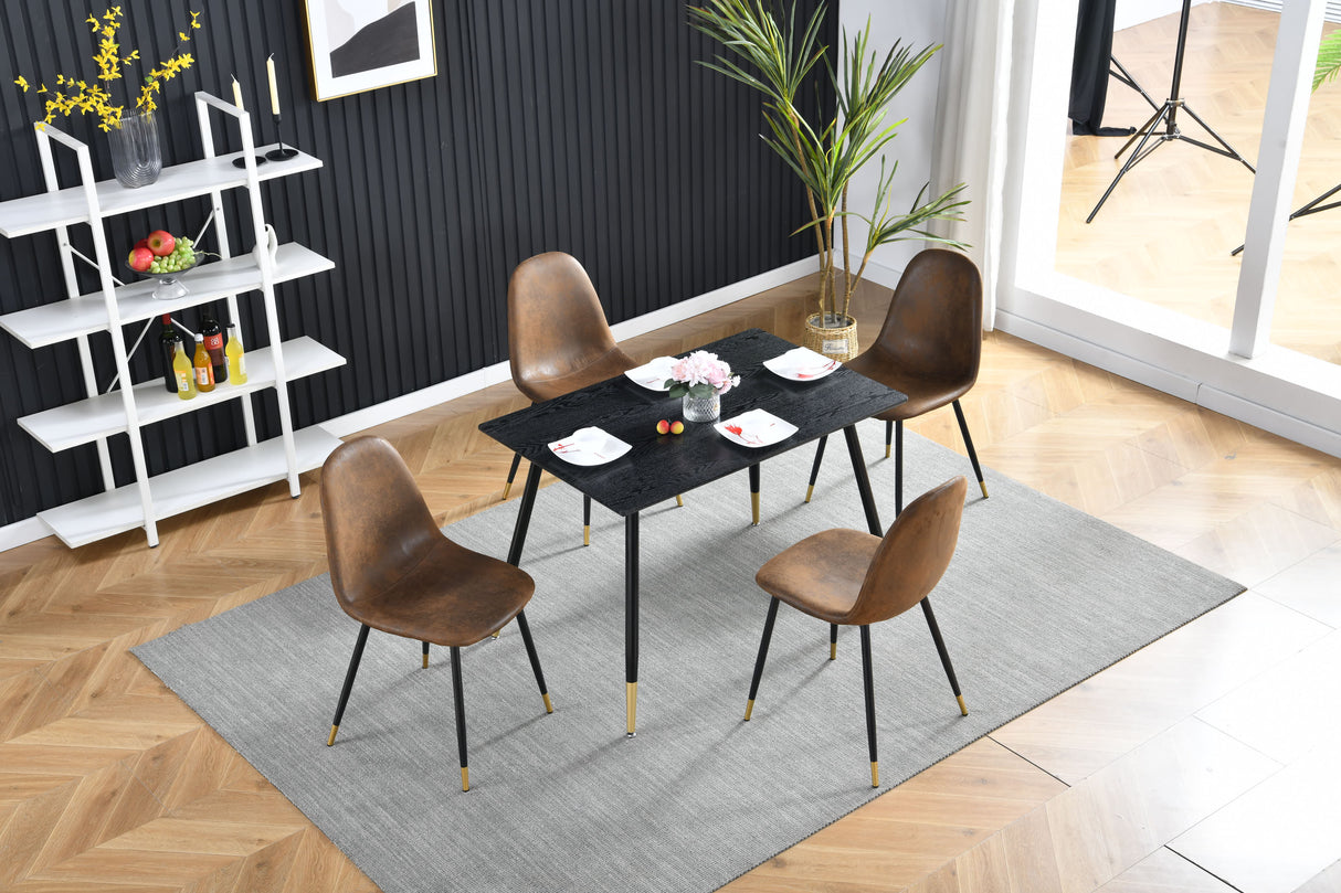 Table de salle à manger rectangulaire rétro pour 4 personnes, style industriel - WHALEN BLACK WOOD TABLE BG