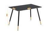 Table de salle à manger rectangulaire rétro pour 4 personnes, style industriel - WHALEN BLACK WOOD TABLE BG