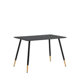 Table de salle à manger rectangulaire rétro pour 4 personnes, style industriel - WHALEN BLACK WOOD TABLE BG