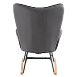 Fauteuil à bascule confortable en velours gris foncé - EPPING VELVET DARK GREY