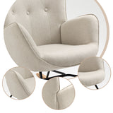 Comfortable Scandinavian nursing rocking chair in beige padded fabric - EPPING FABRIC BEIGE NATURE WOOD LEG