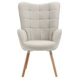 Scandinavian armchair with armrests in beige fabric with stitching - Funkel