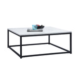 Square coffee table with industrial style, metal structure and imitation marble top - FACTO SQUARE COFFEE TABLE MARBLE