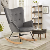 Fauteuil à bascule confortable en velours gris foncé - EPPING VELVET DARK GREY