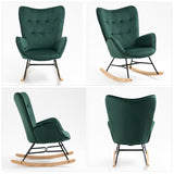 Cómoda mecedora de terciopelo verde oscuro - EPPING KD VELVET GREEN WOOD LEG